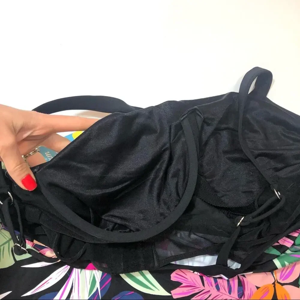 Swim Solutions Plus Floral Cross Over Swim Top